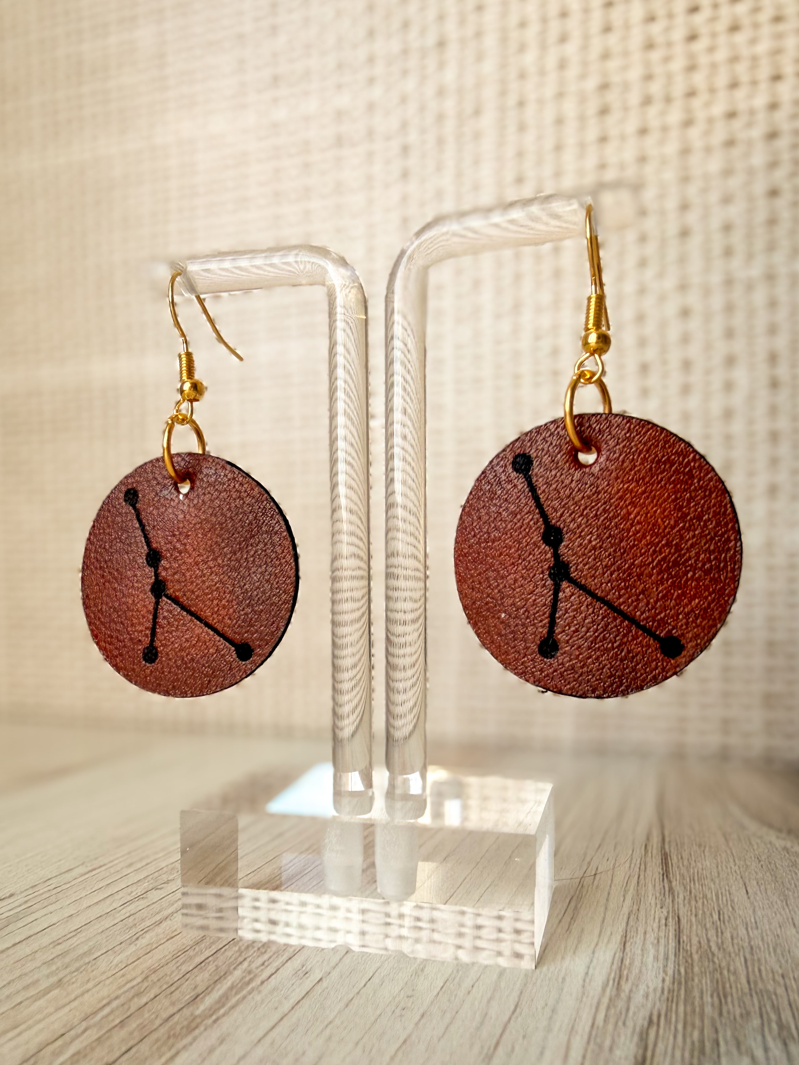 Leather Zodiac Constellation Earrings