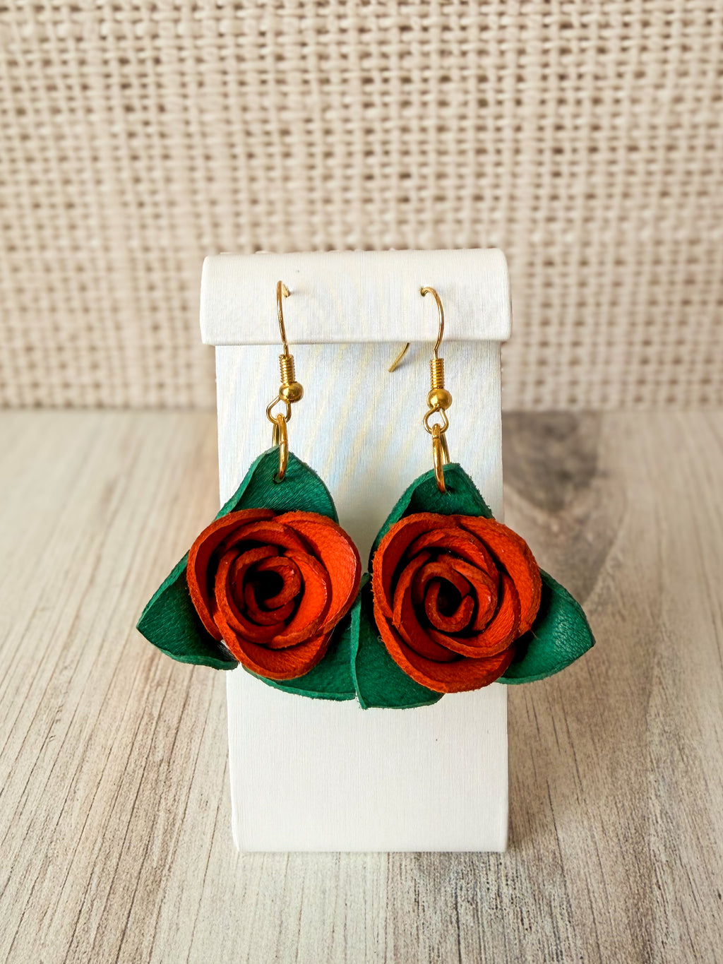 Leather Rose Earrings