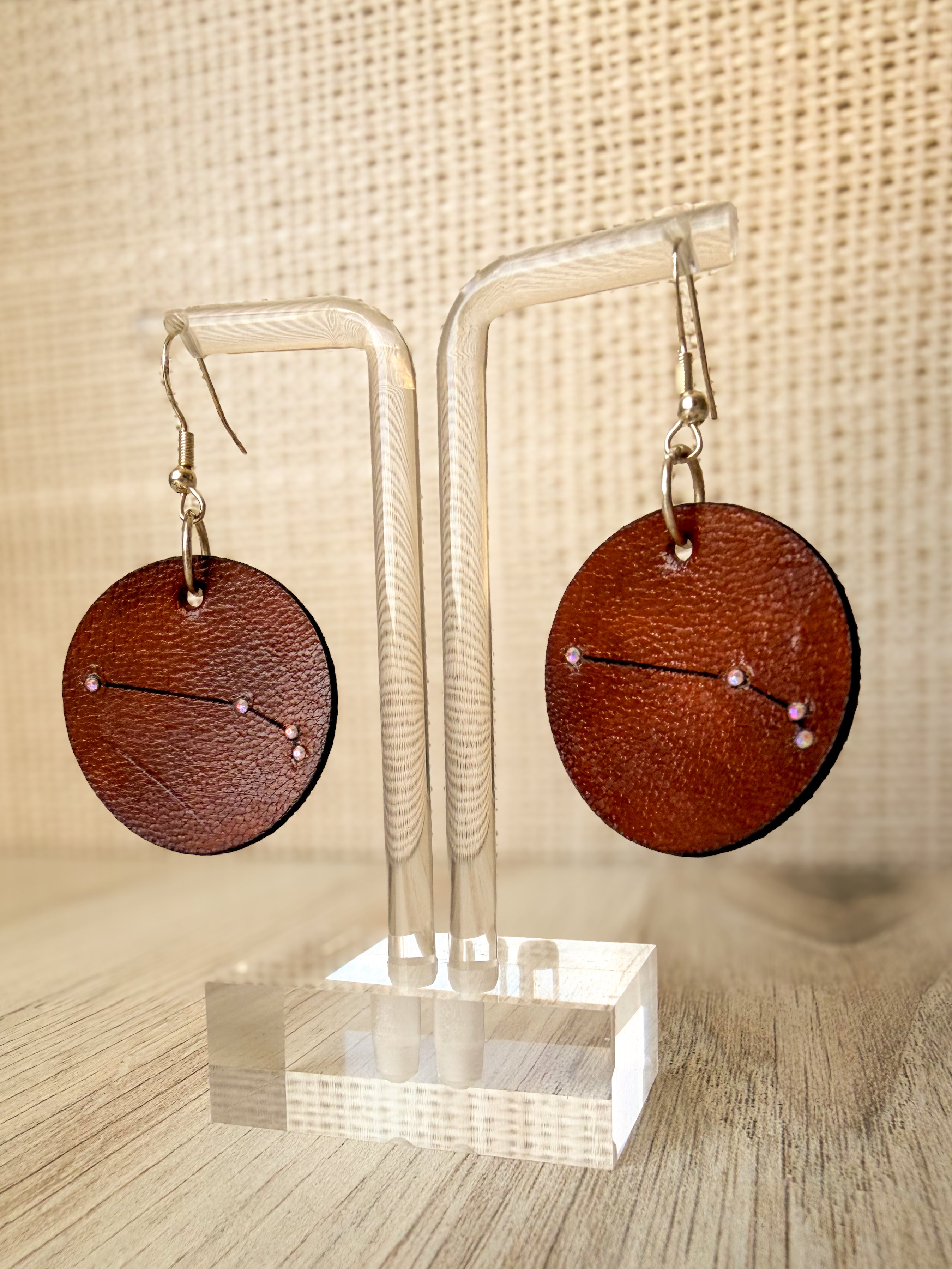 Leather Zodiac Constellation Earrings
