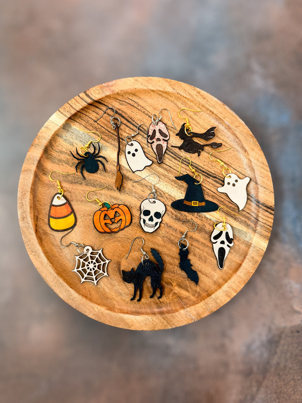 Leather Spooky Halloween Themed Earrings