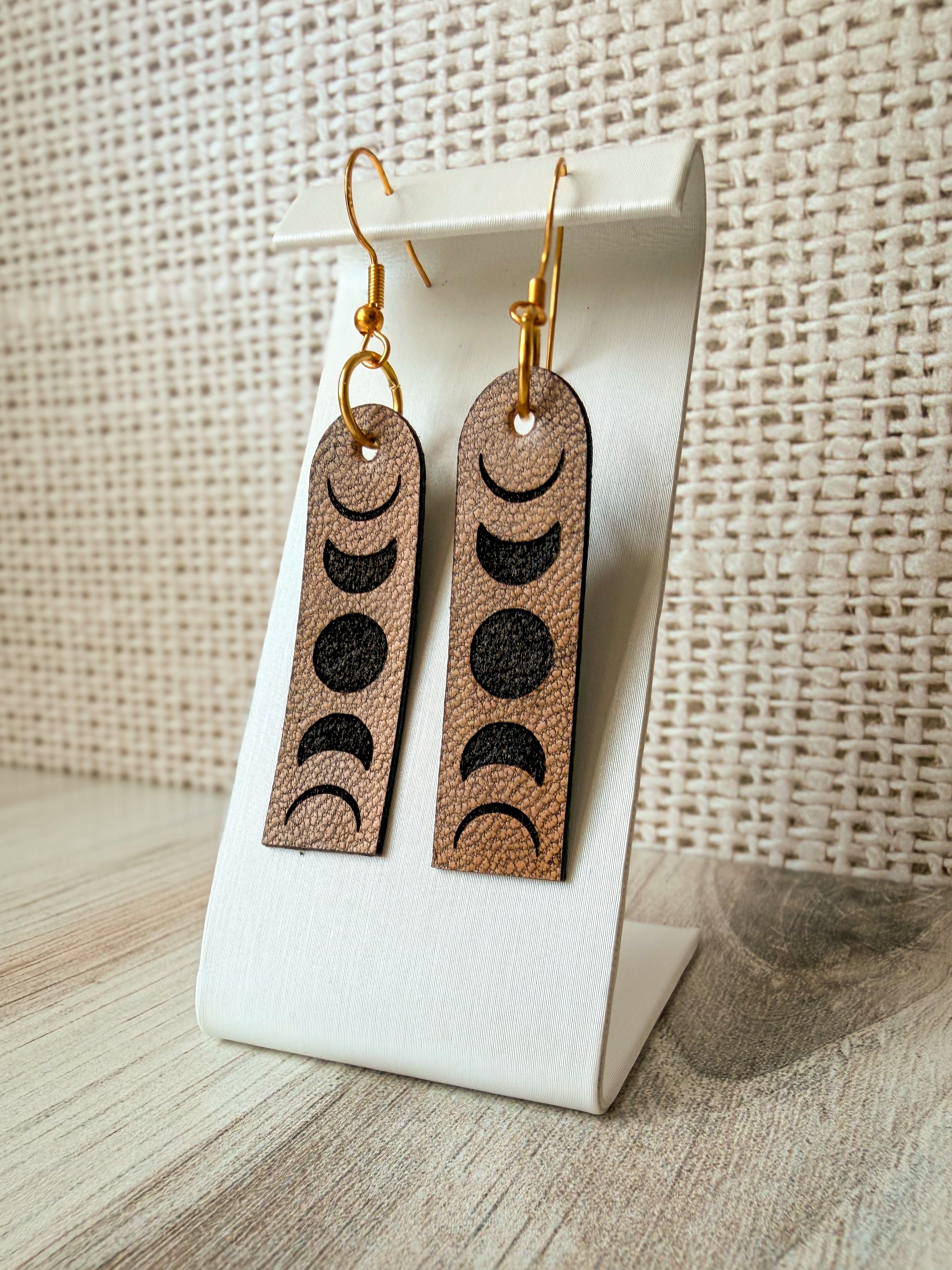 Leather Moon Phase Earrings