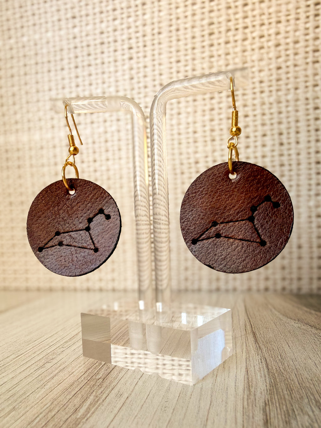 Leather Zodiac Constellation Earrings