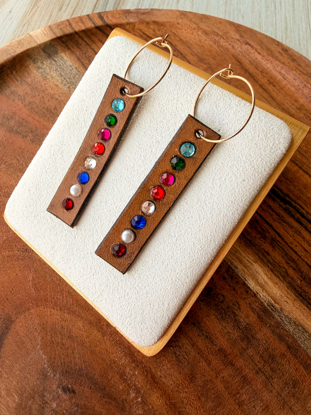 Leather Birth Stone Earrings