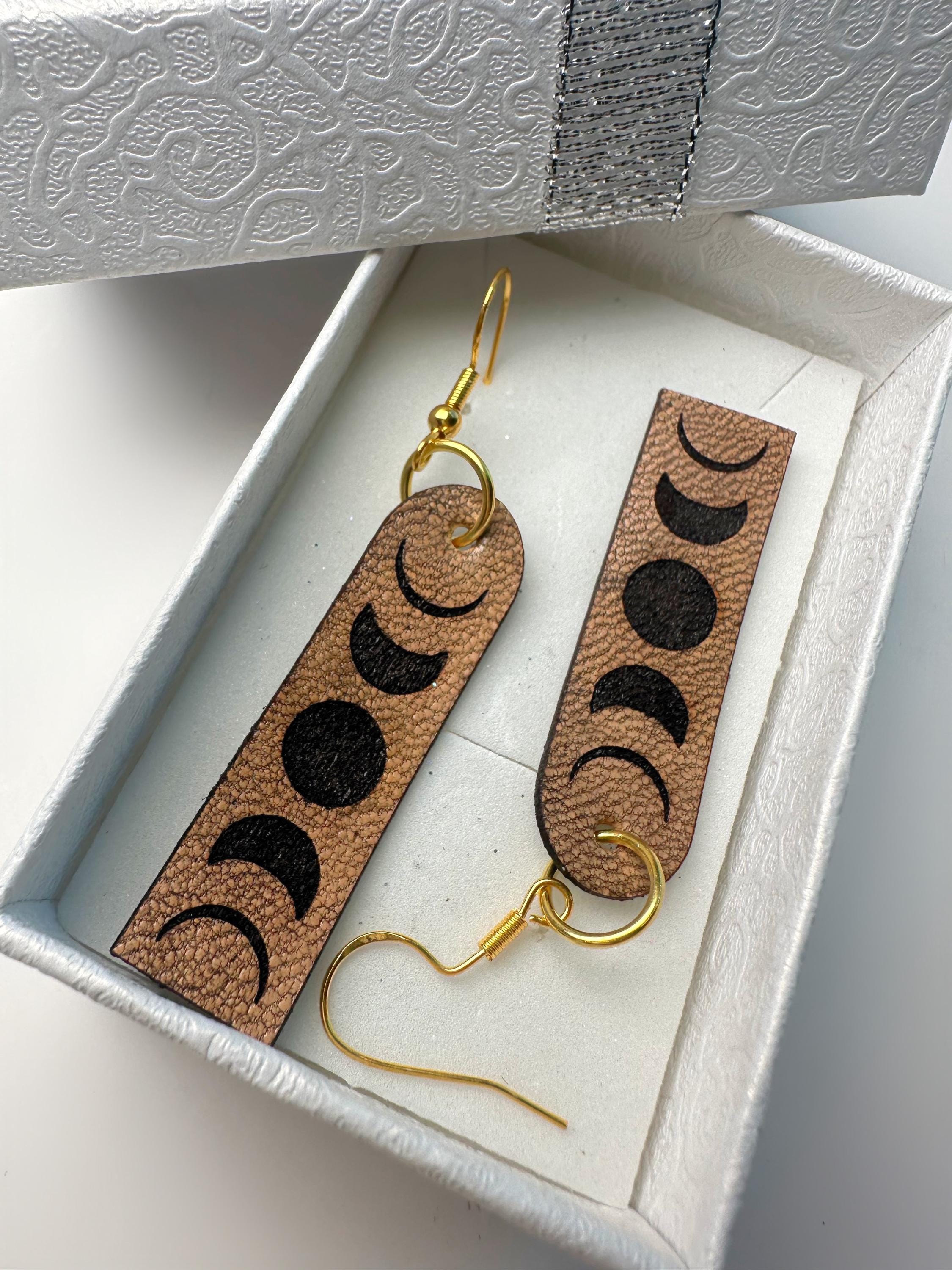 Leather Moon Phase Earrings