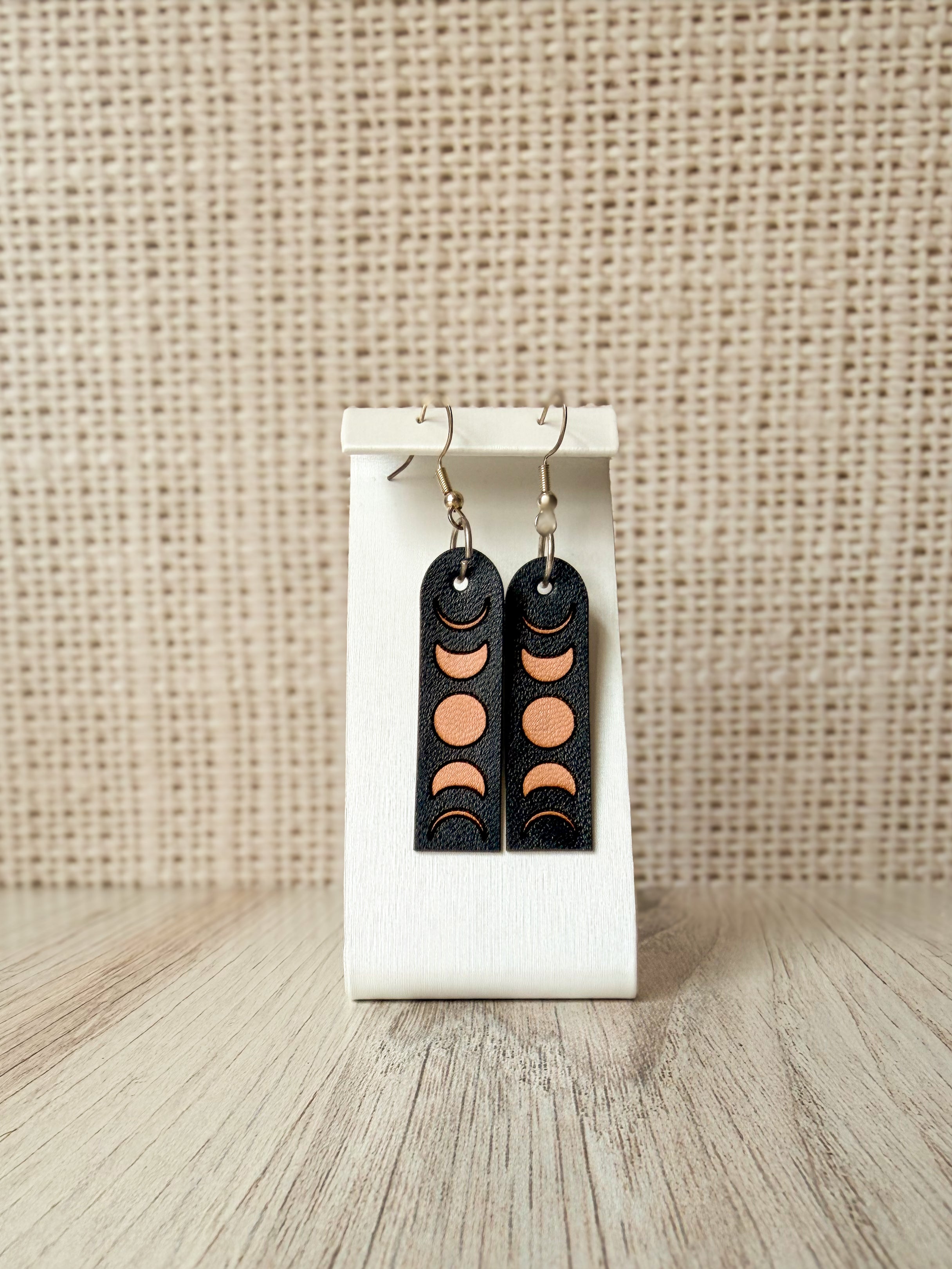 Leather Moon Phase Earrings