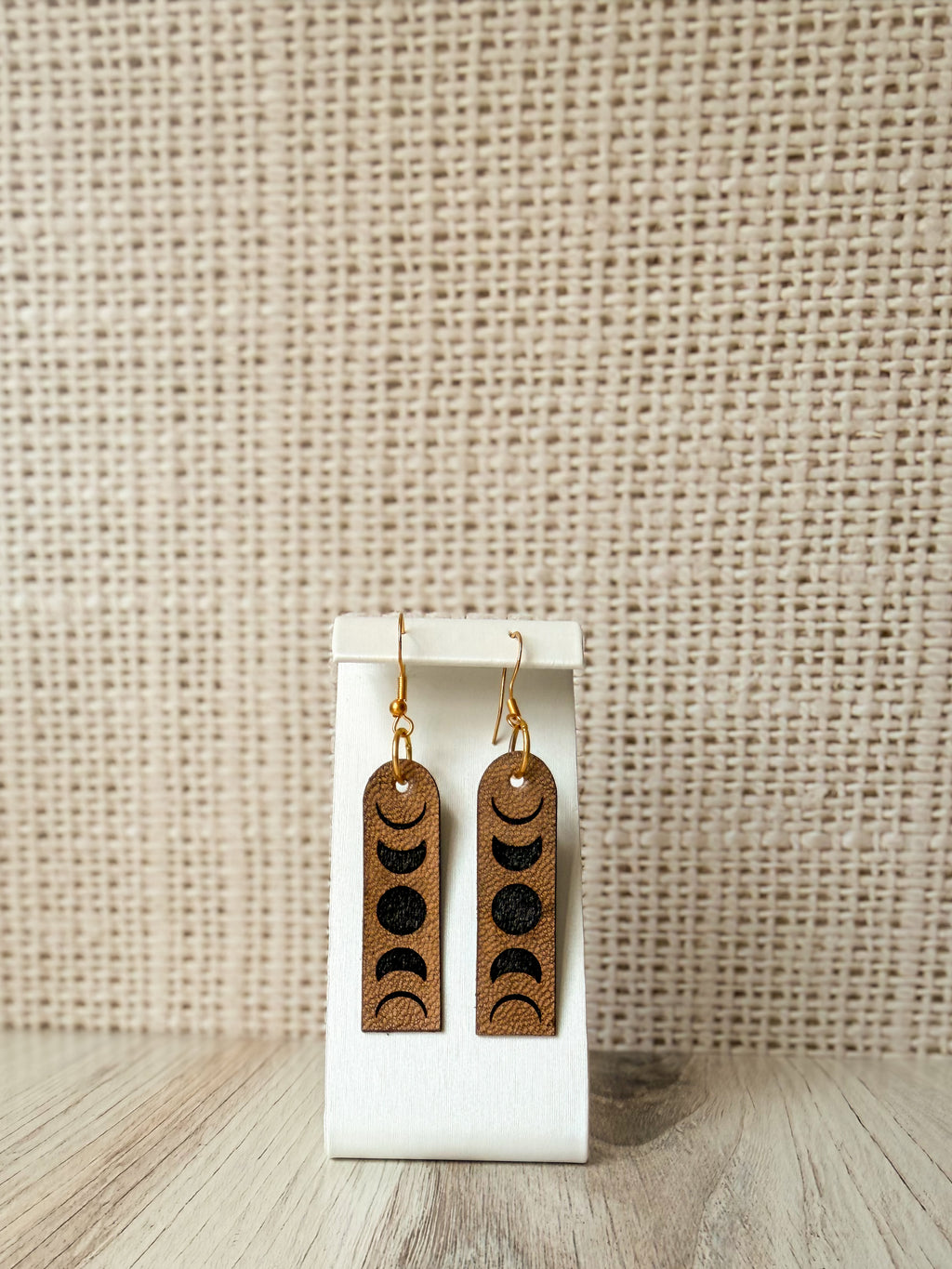 Leather Moon Phase Earrings