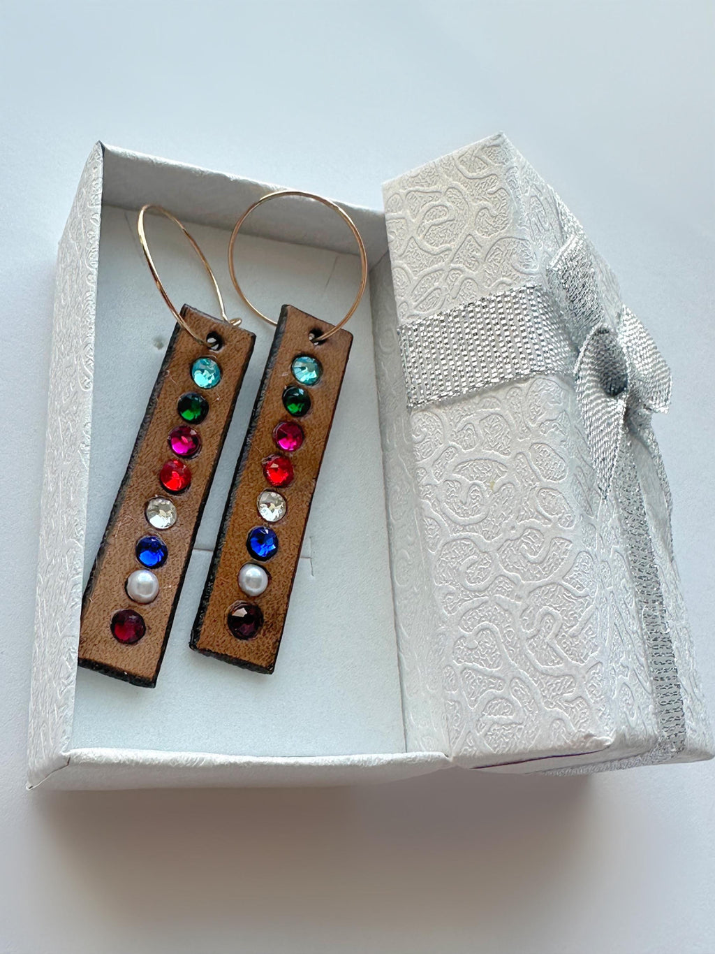 Leather Birth Stone Earrings