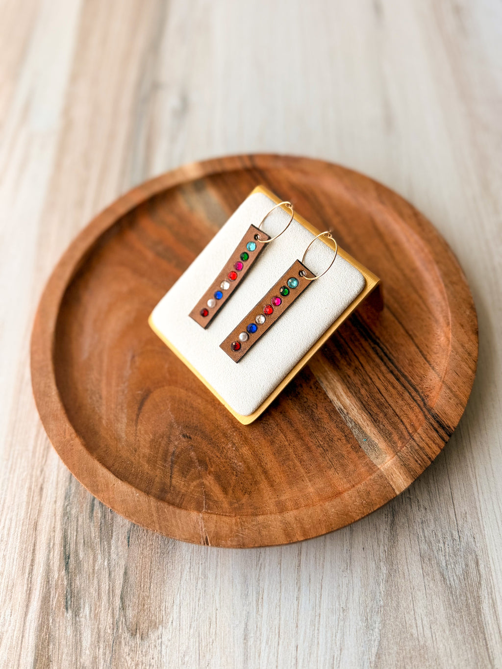 Leather Birth Stone Earrings