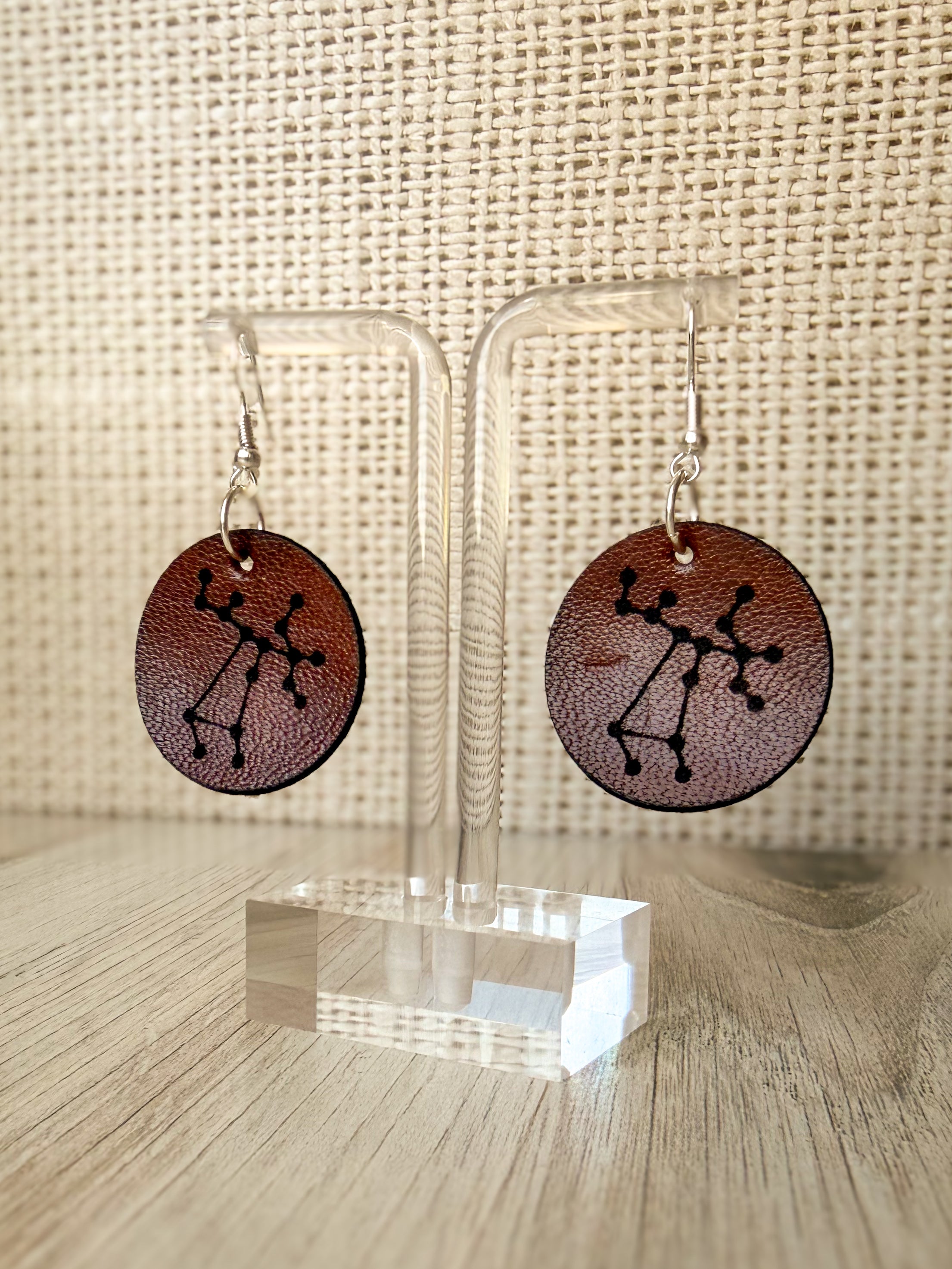 Leather Zodiac Constellation Earrings