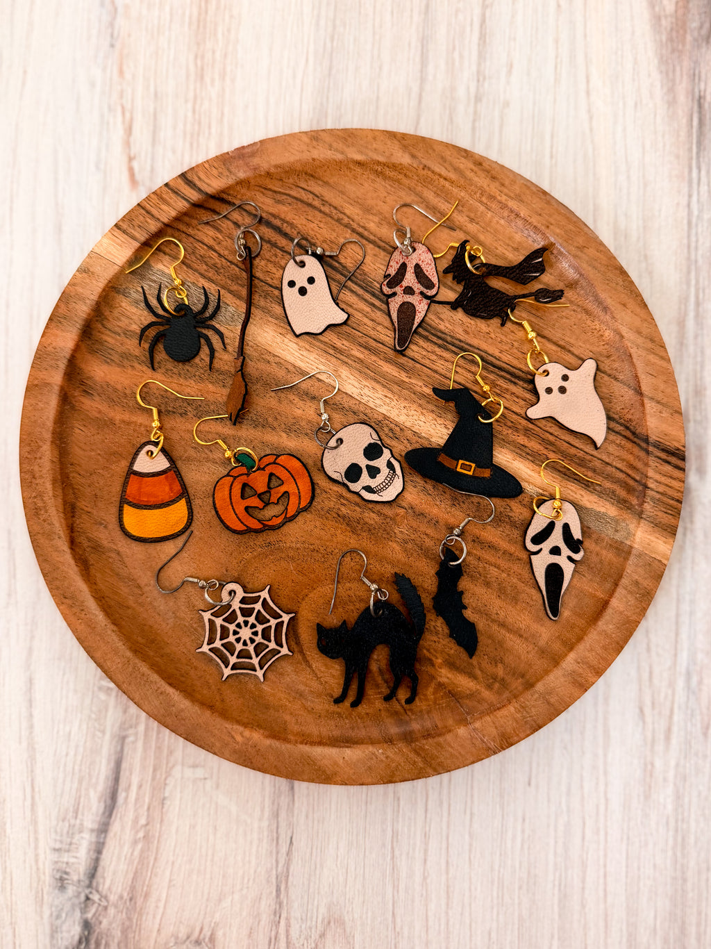 Leather Spooky Halloween Themed Earrings