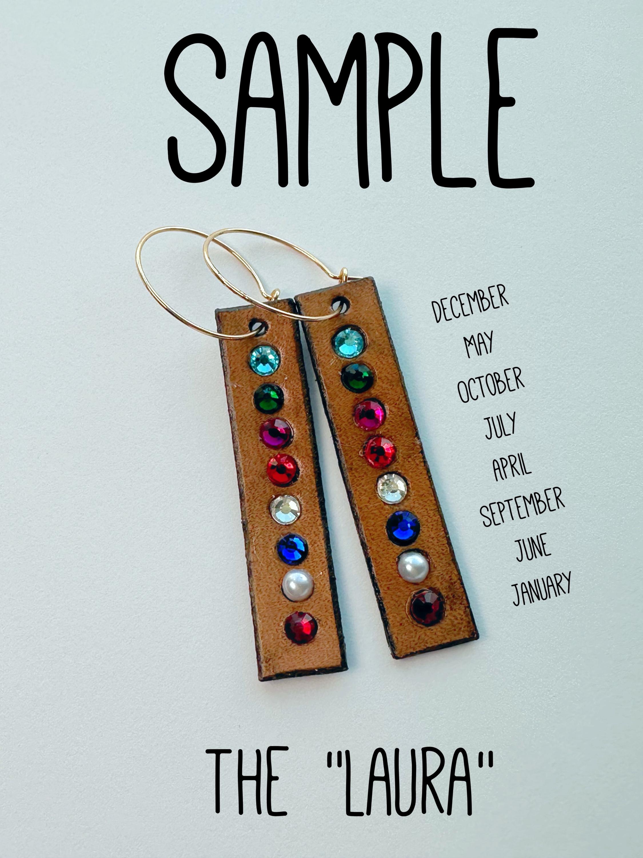 Leather Birth Stone Earrings