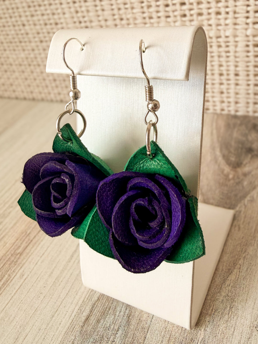 Leather Rose Earrings