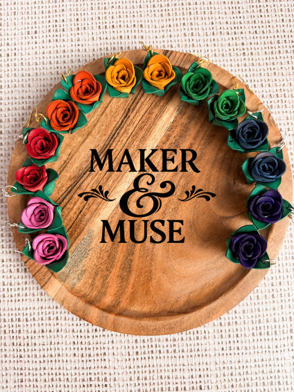 Leather Rose Earrings