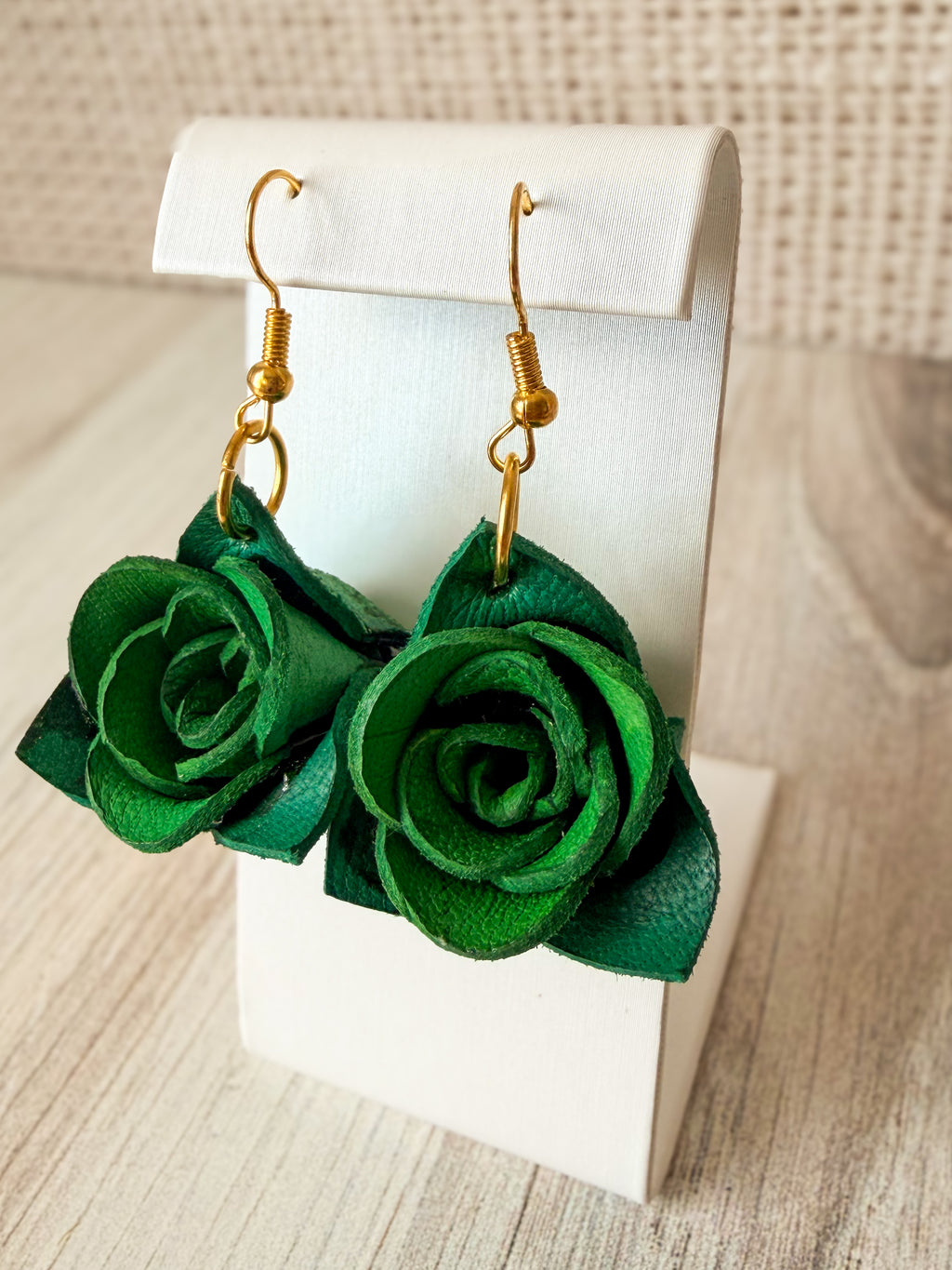 Leather Rose Earrings