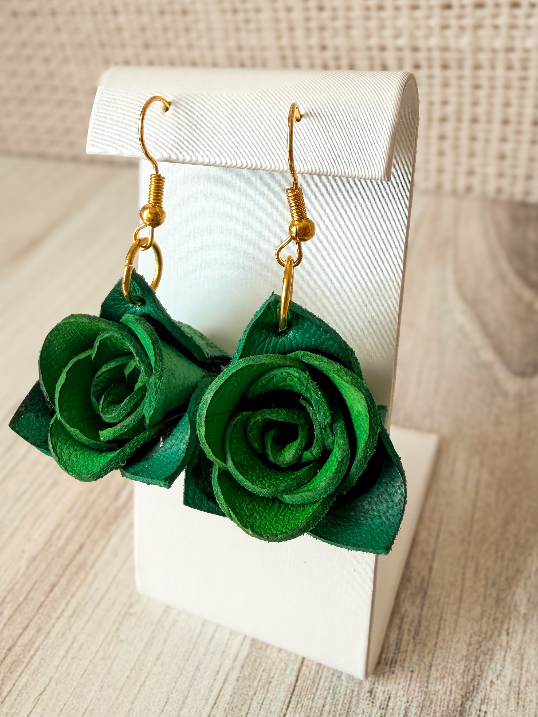 Leather Rose Earrings