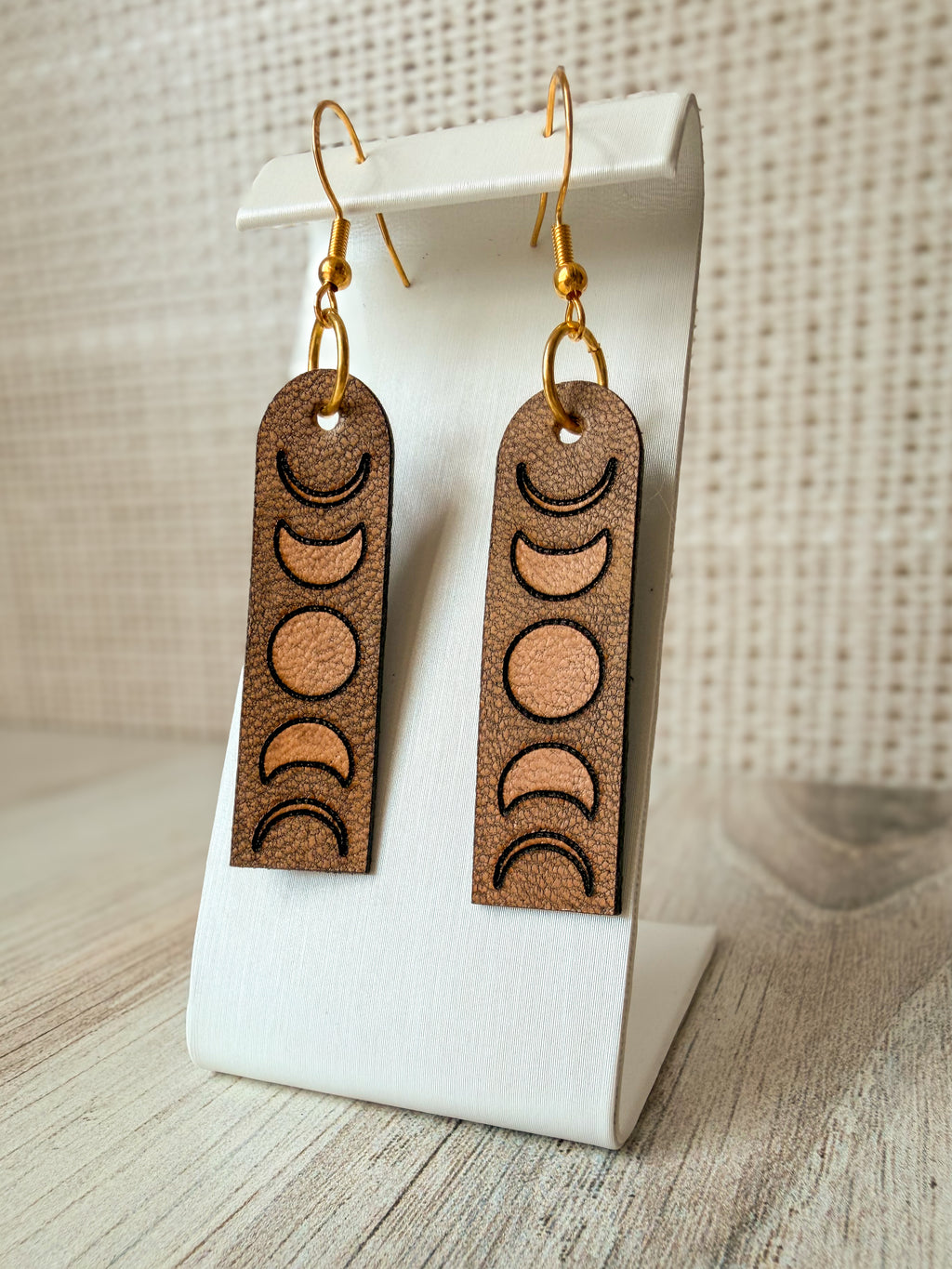 Leather Moon Phase Earrings
