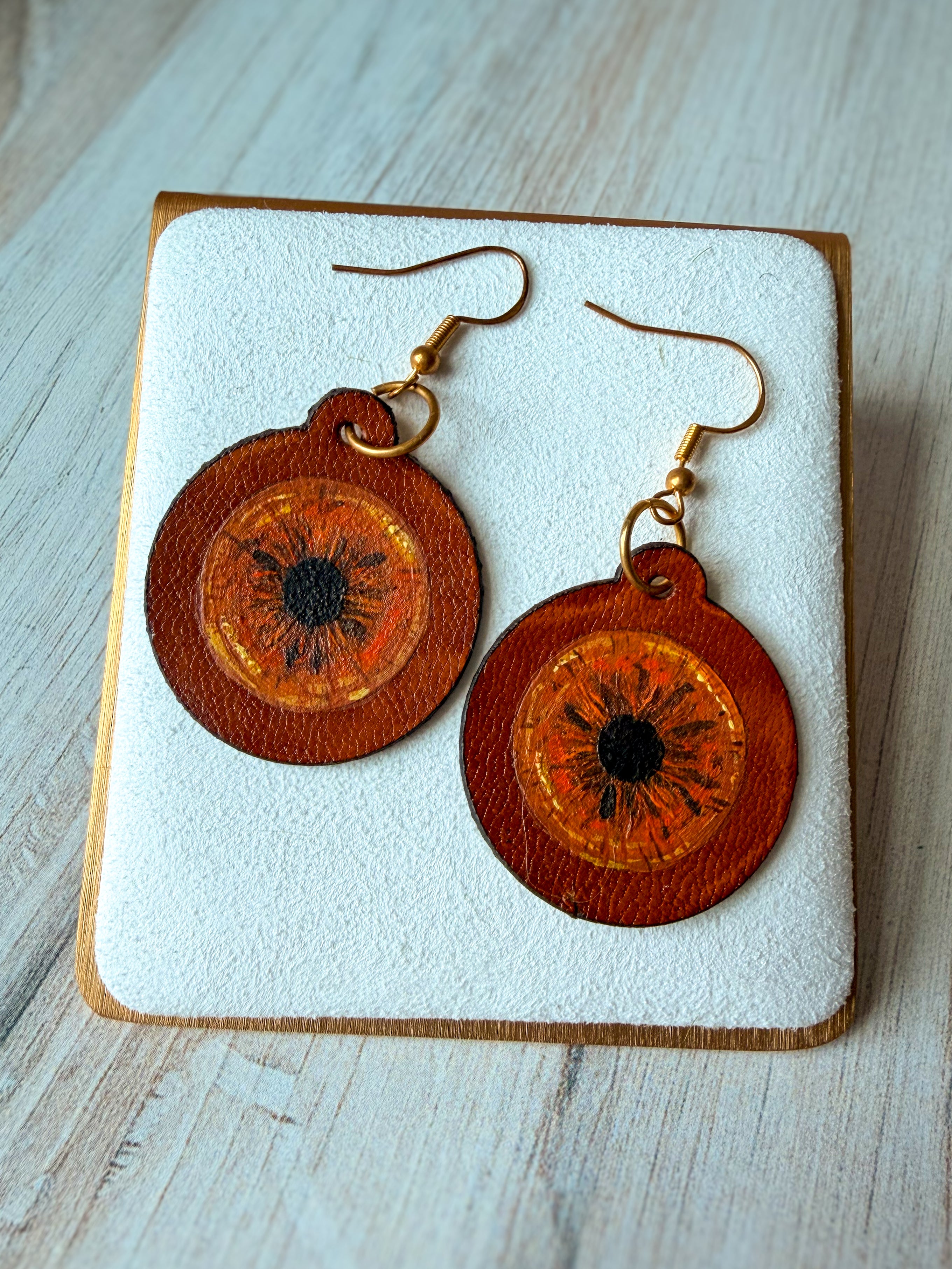 Hand-Painted Leather Iris Eye Earrings