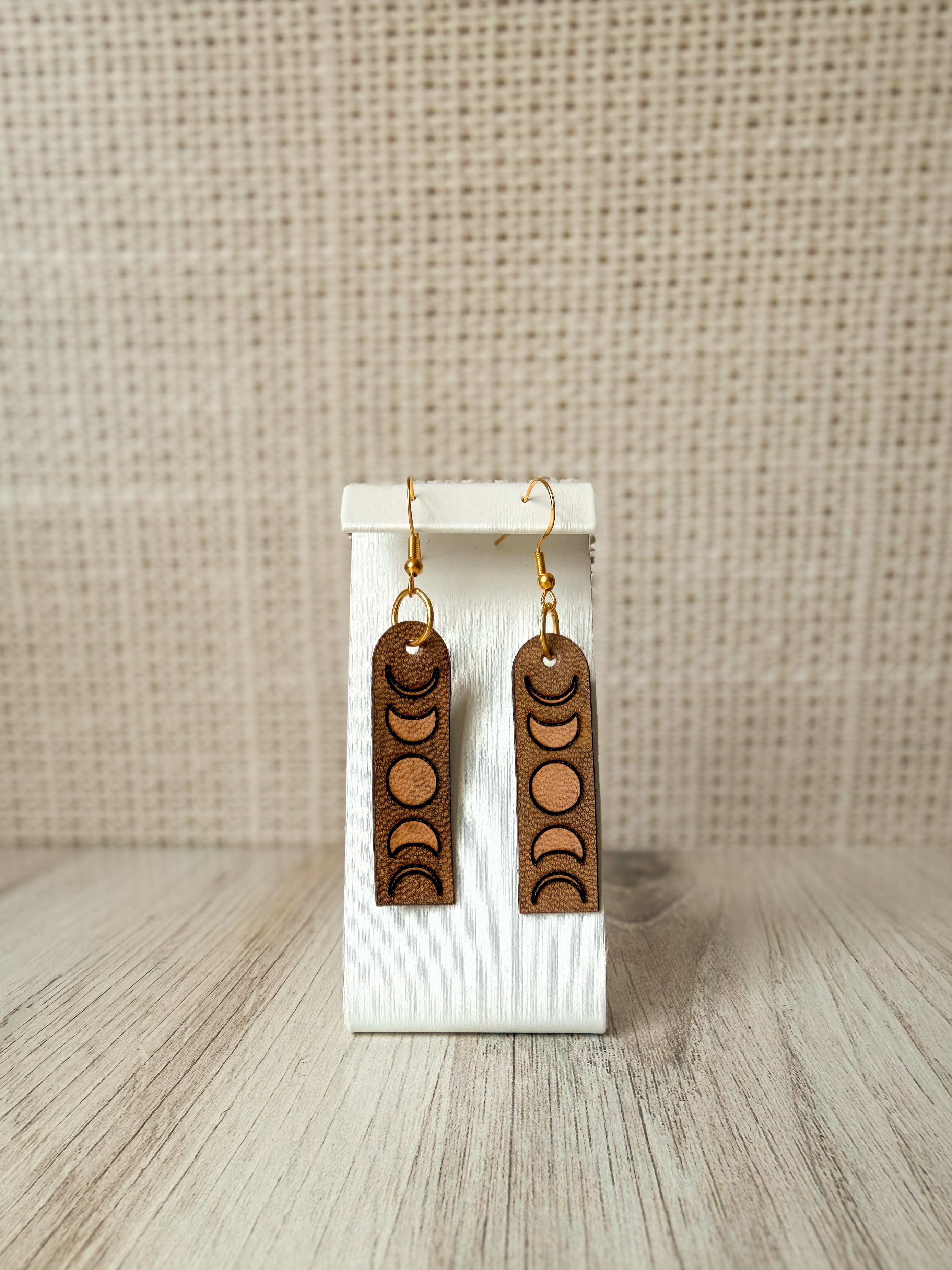 Leather Moon Phase Earrings