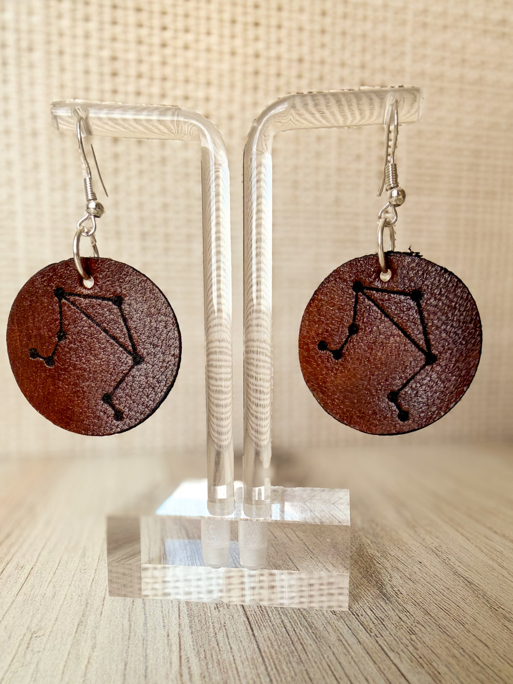 Leather Zodiac Constellation Earrings