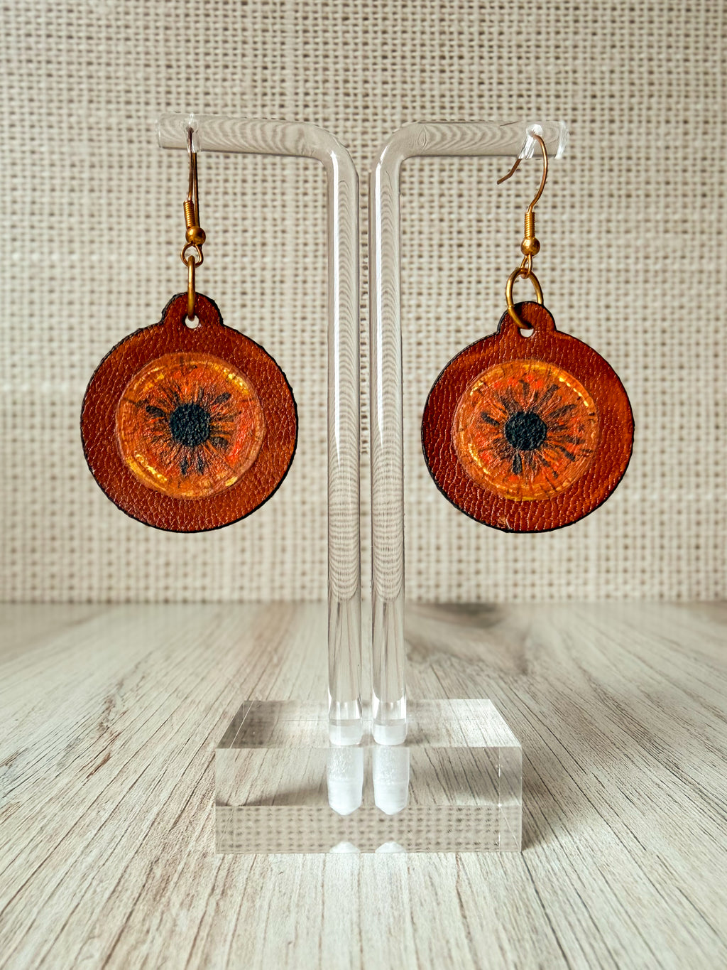 Hand-Painted Leather Iris Eye Earrings
