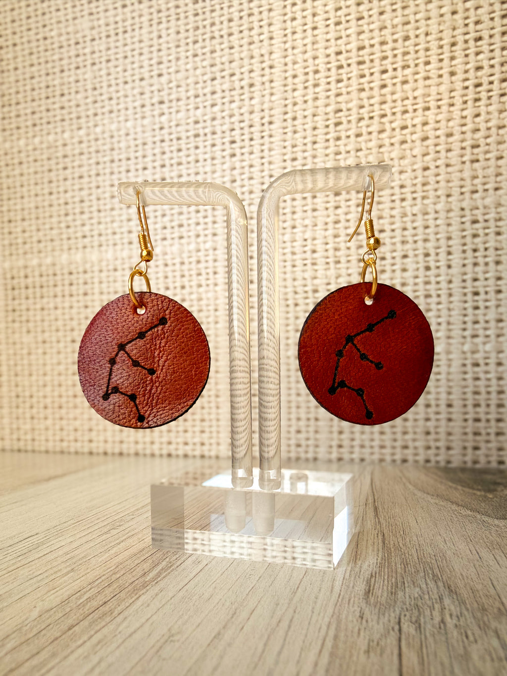 Leather Zodiac Constellation Earrings