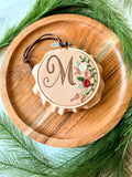 Leather and Embroidered Initial Ornaments
