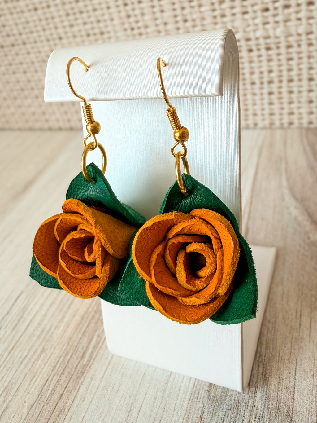 Leather Rose Earrings
