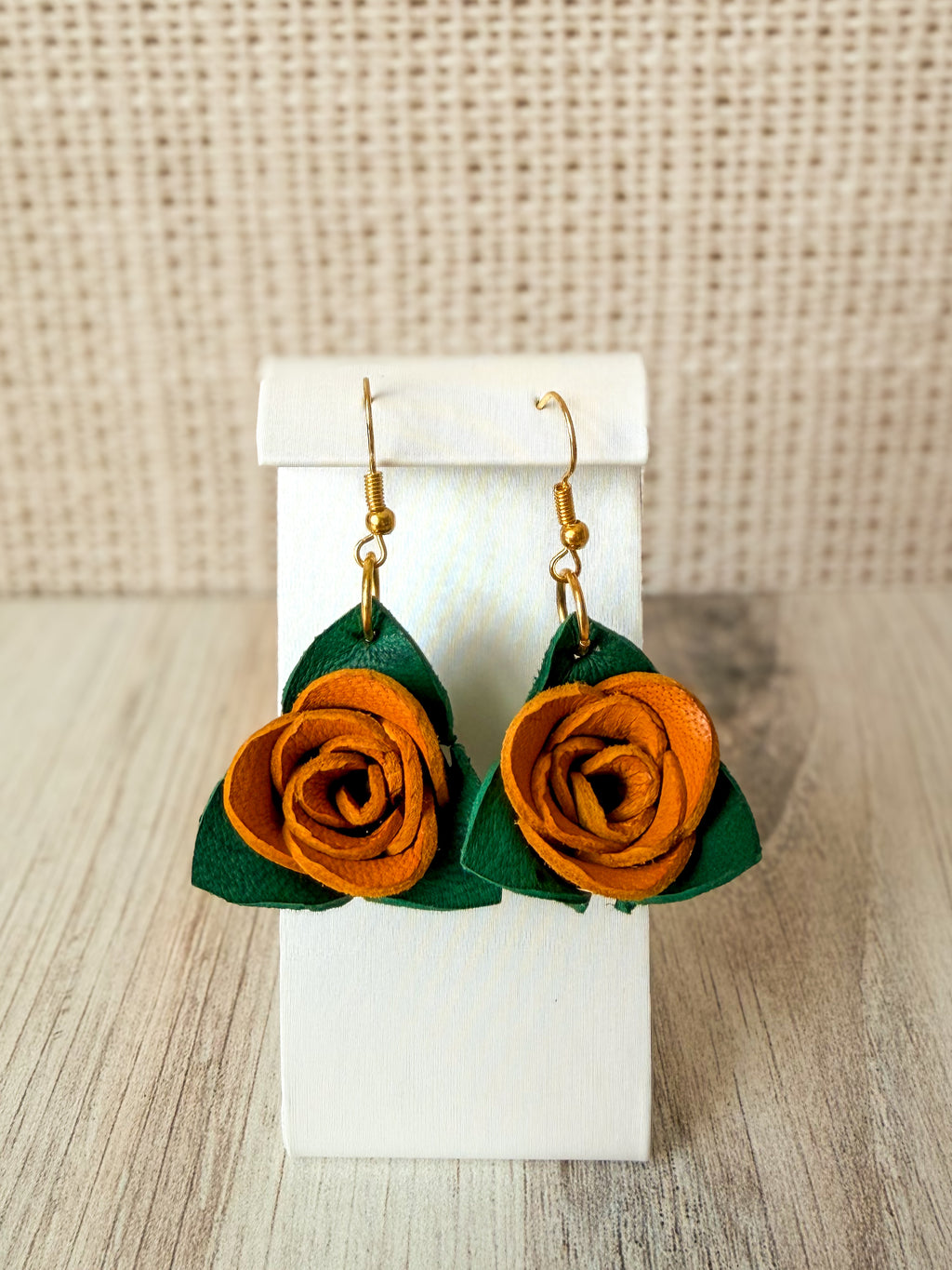Leather Rose Earrings