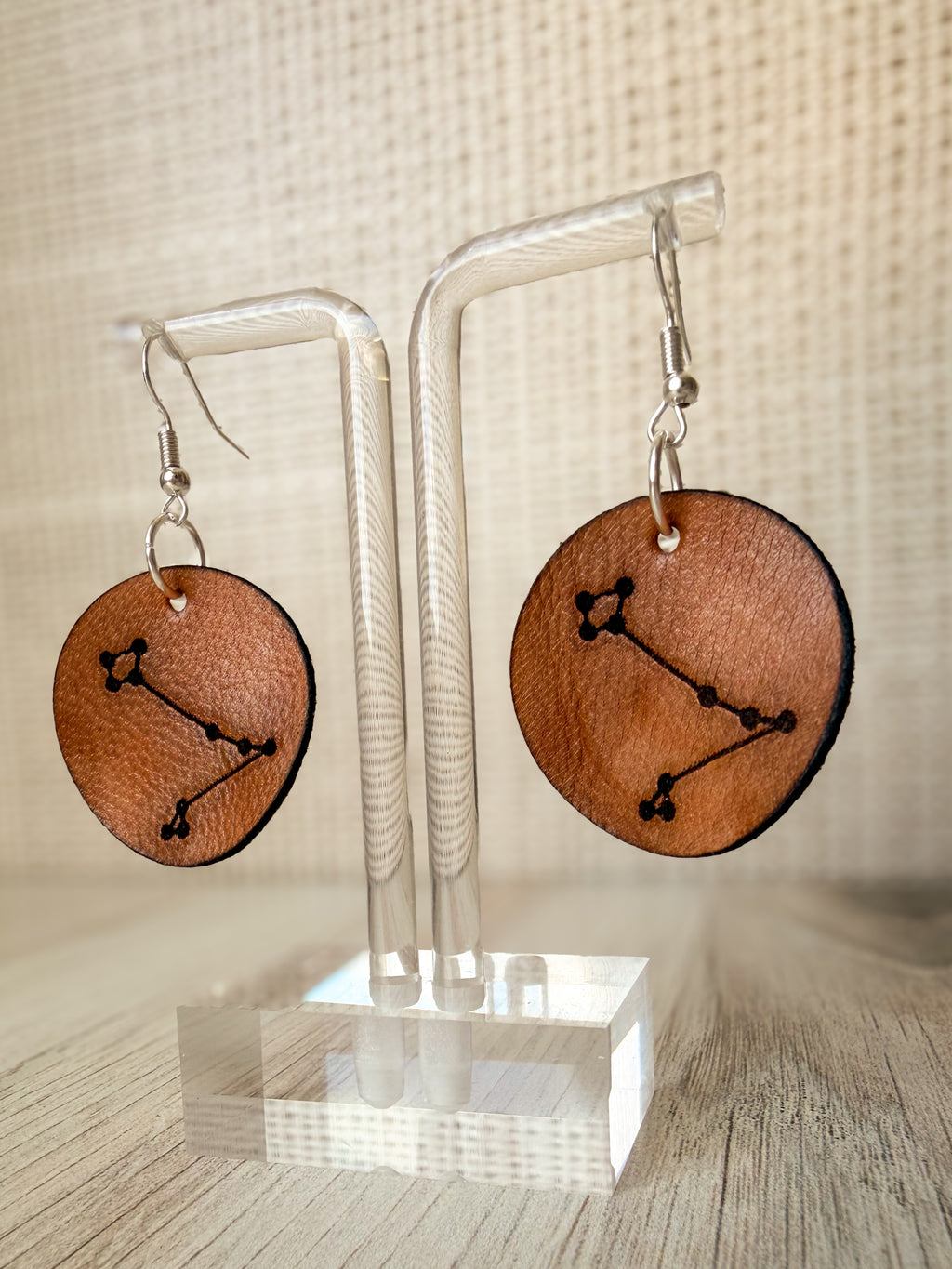 Leather Zodiac Constellation Earrings