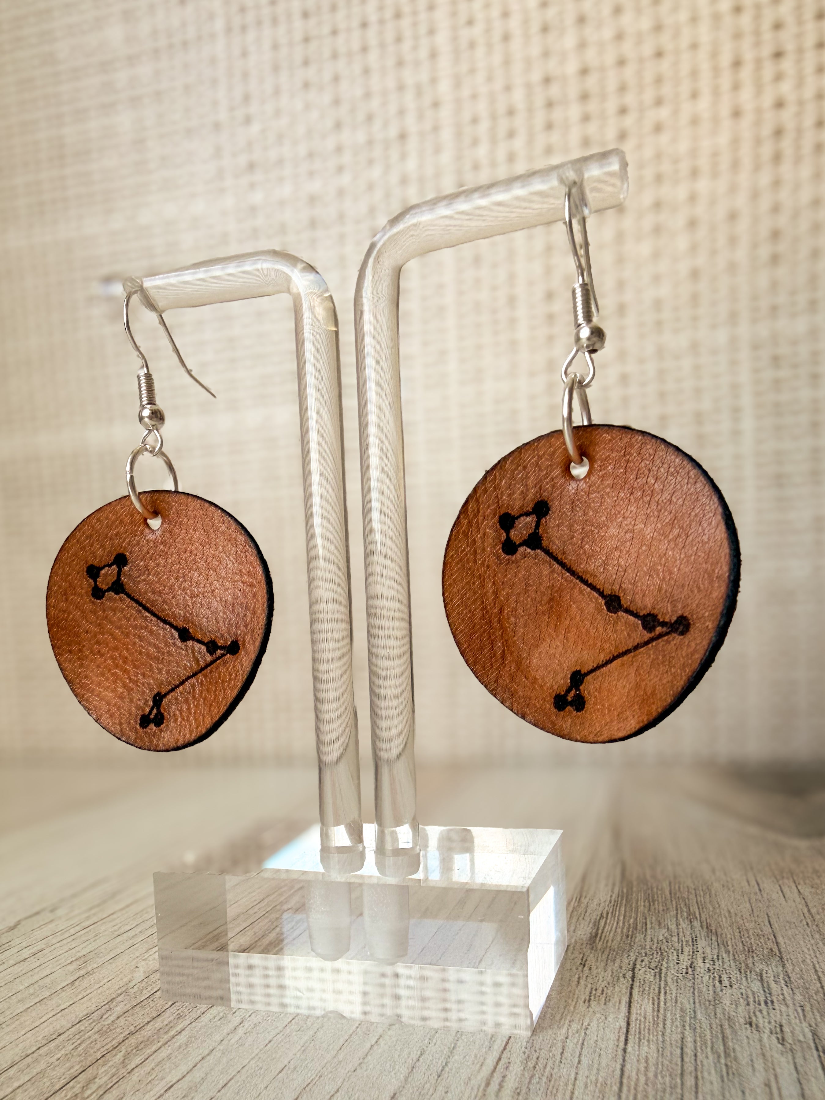 Leather Zodiac Constellation Earrings