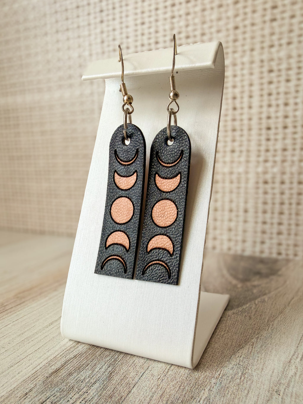 Leather Moon Phase Earrings