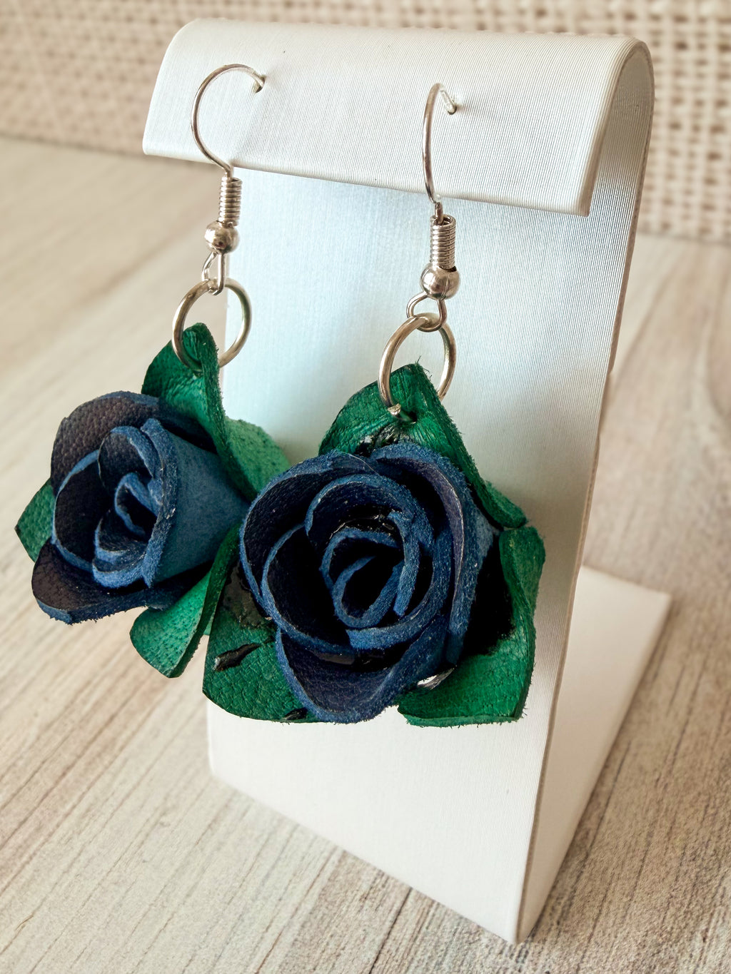 Leather Rose Earrings