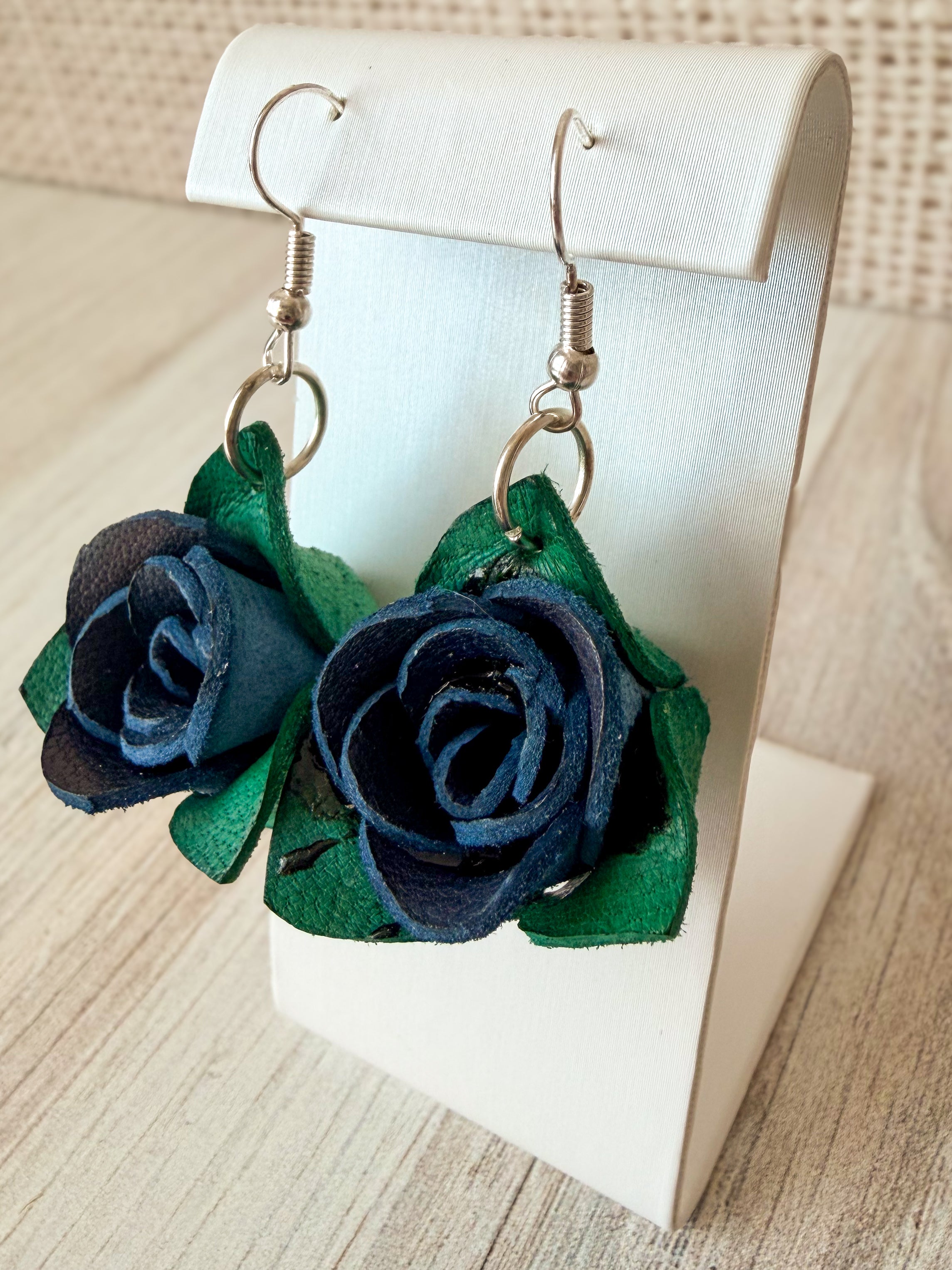 Leather Rose Earrings