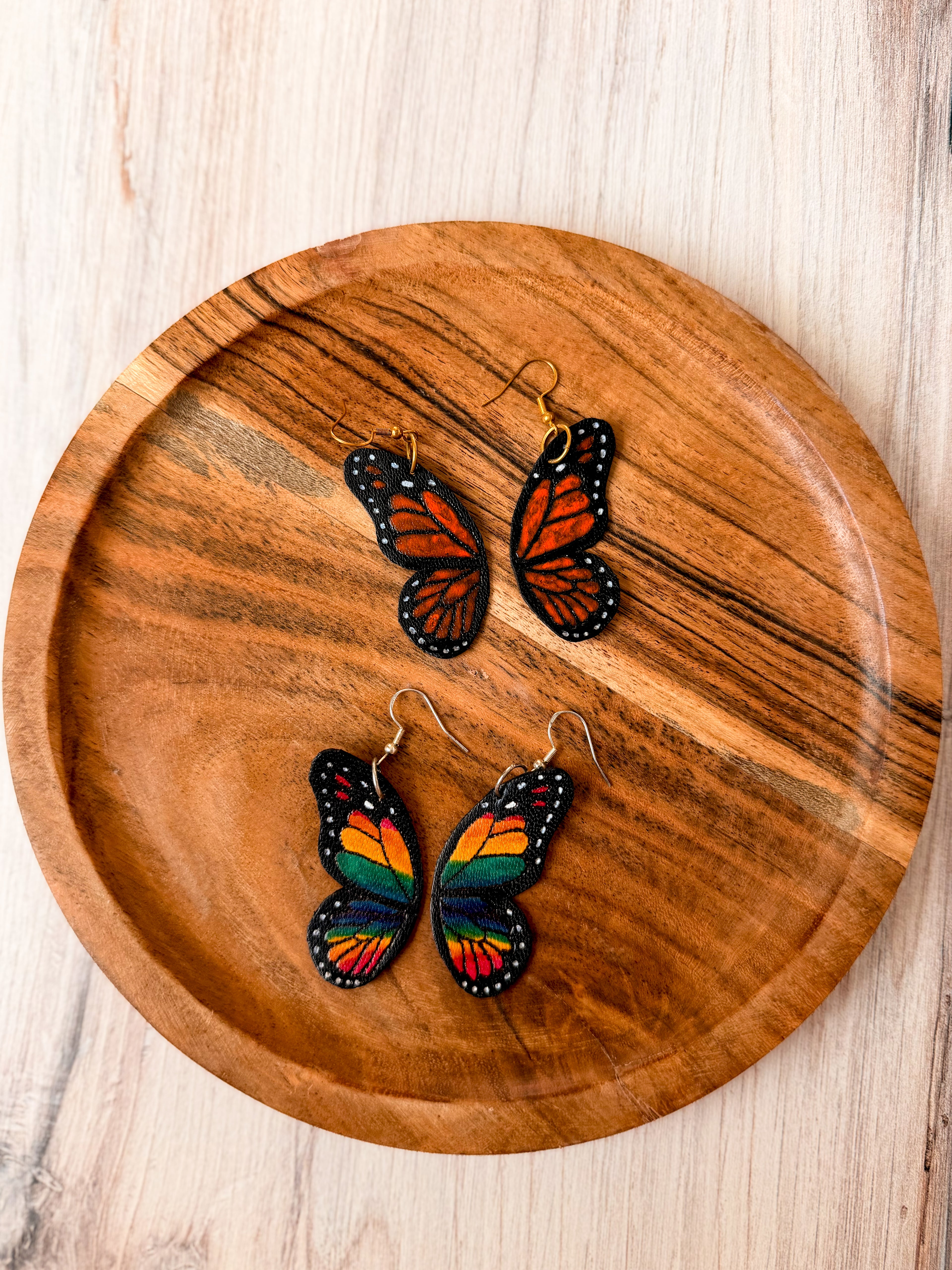 Leather Butterfly Wing Earrings