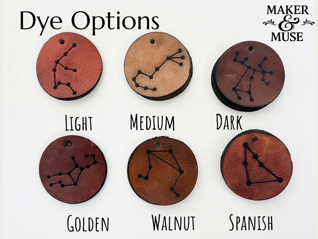 Leather Zodiac Constellation Earrings