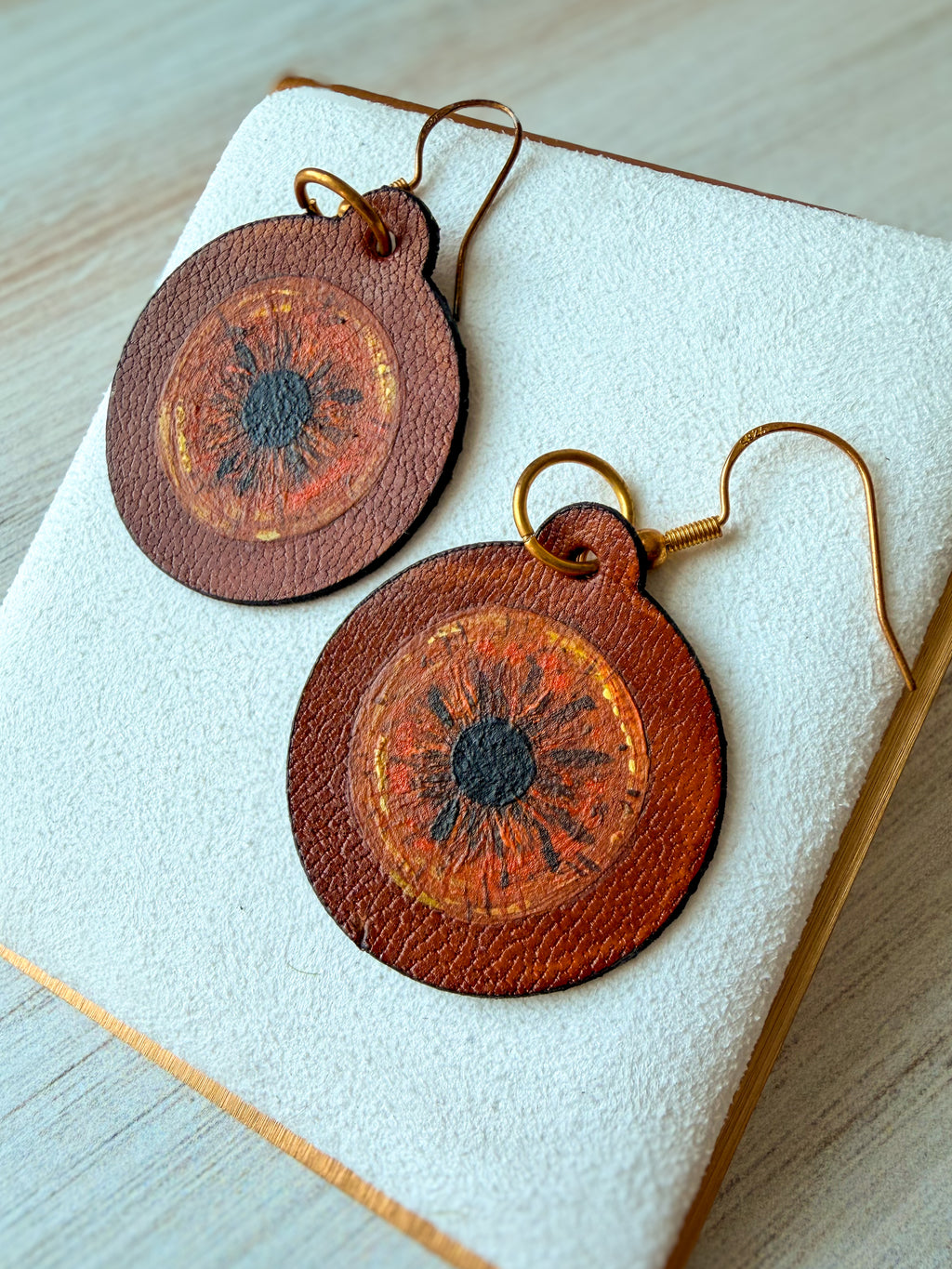 Hand-Painted Leather Iris Eye Earrings