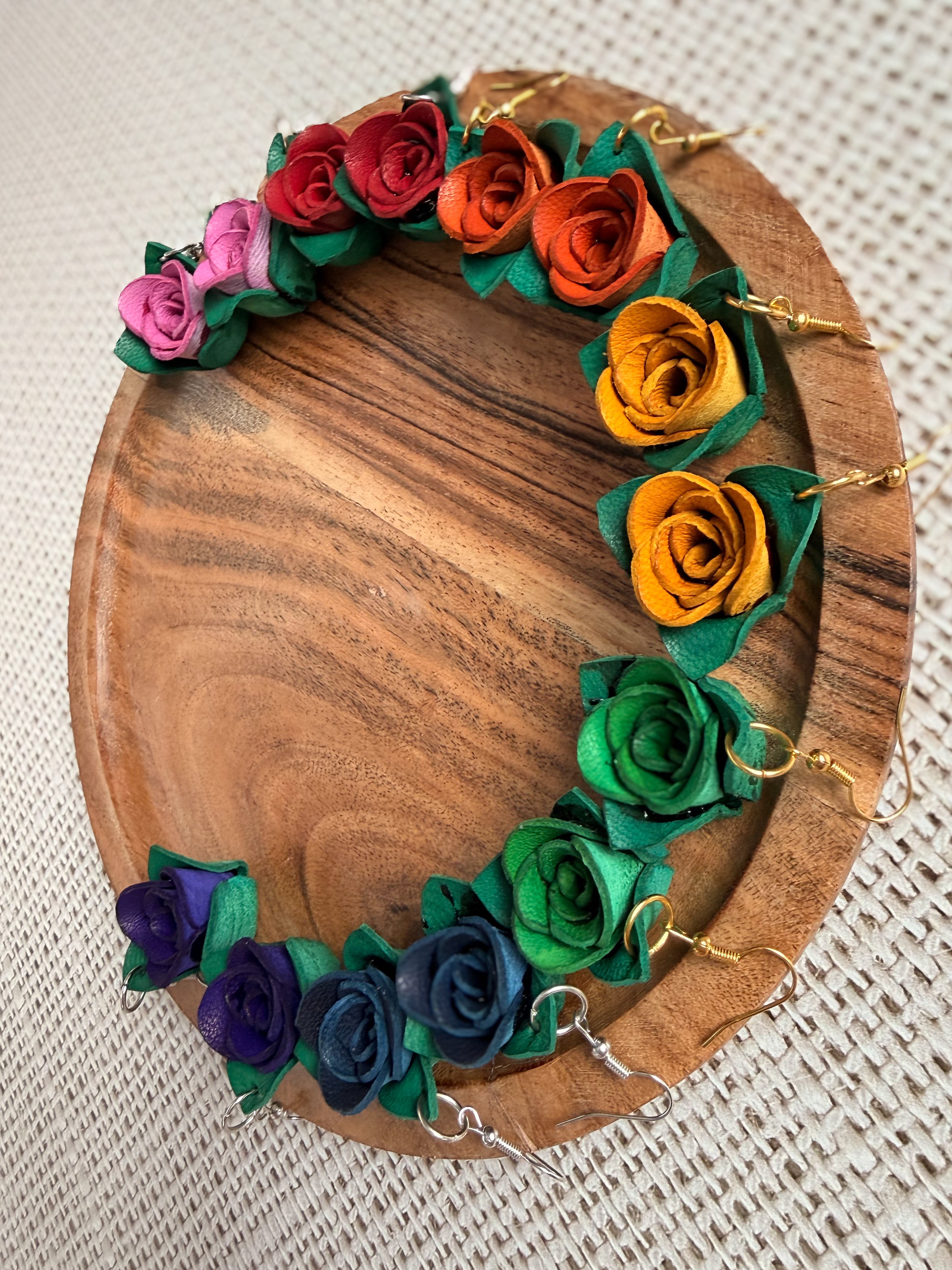 Leather Rose Earrings