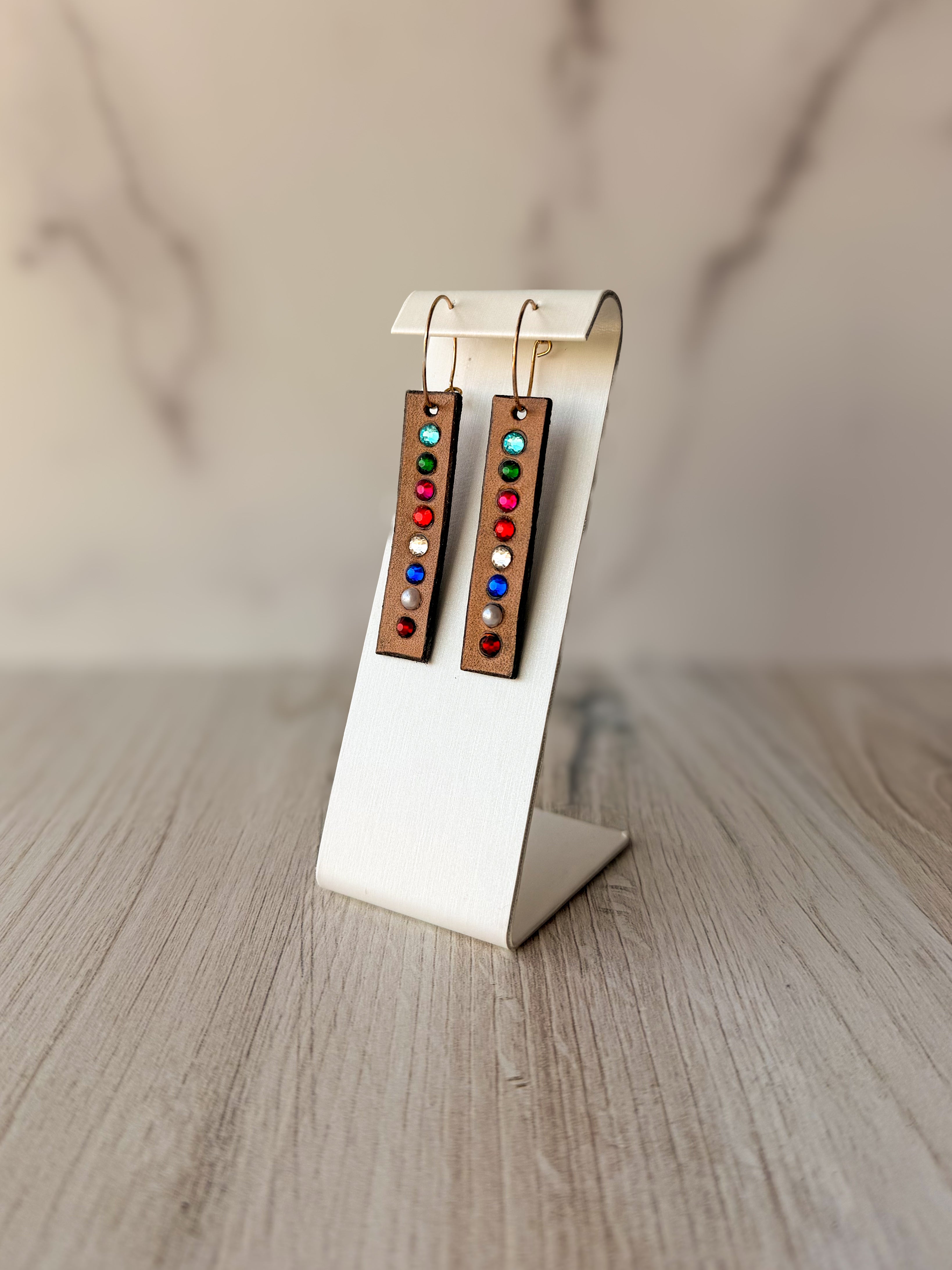 Leather Birth Stone Earrings
