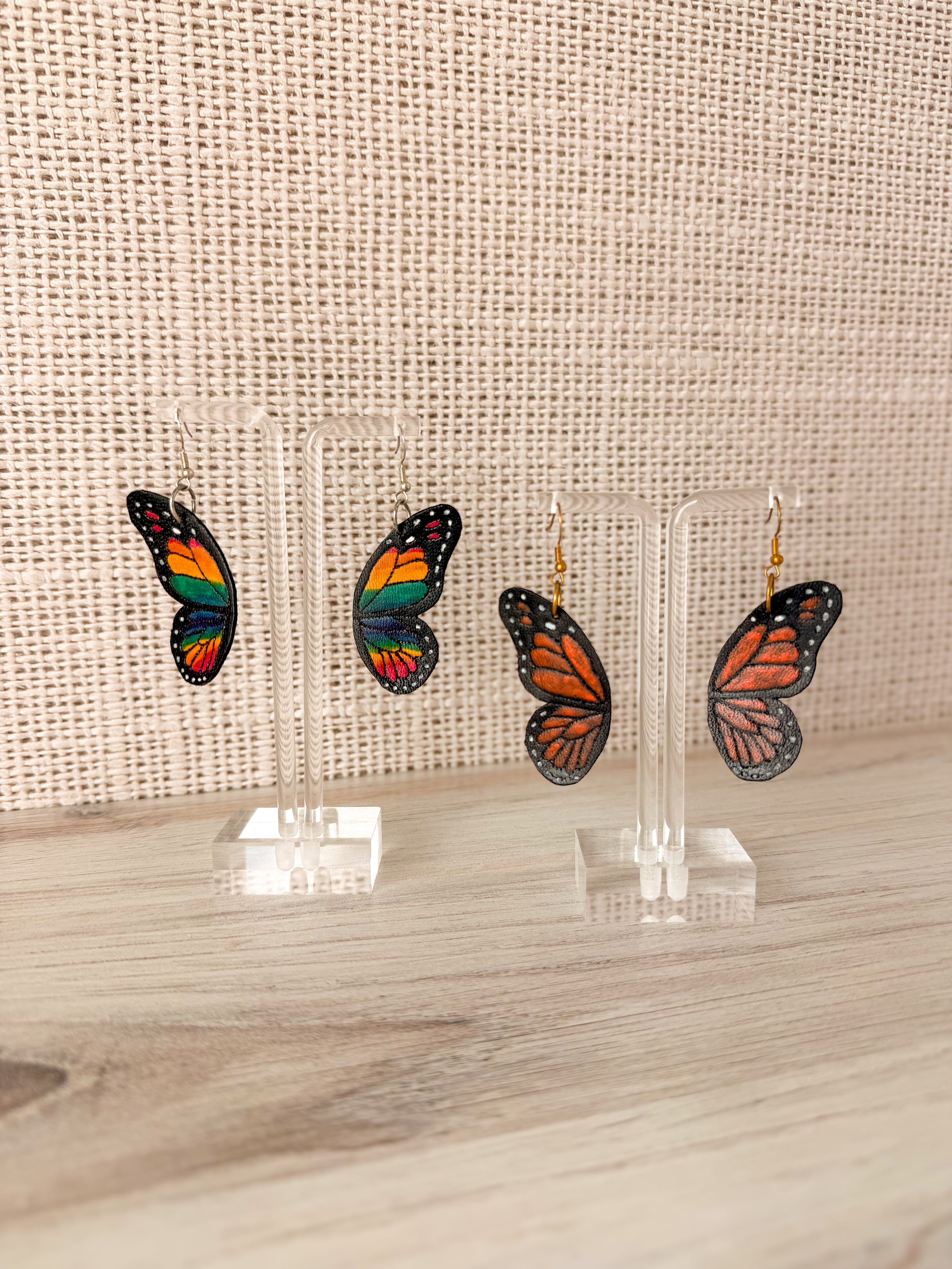 Leather Butterfly Wing Earrings