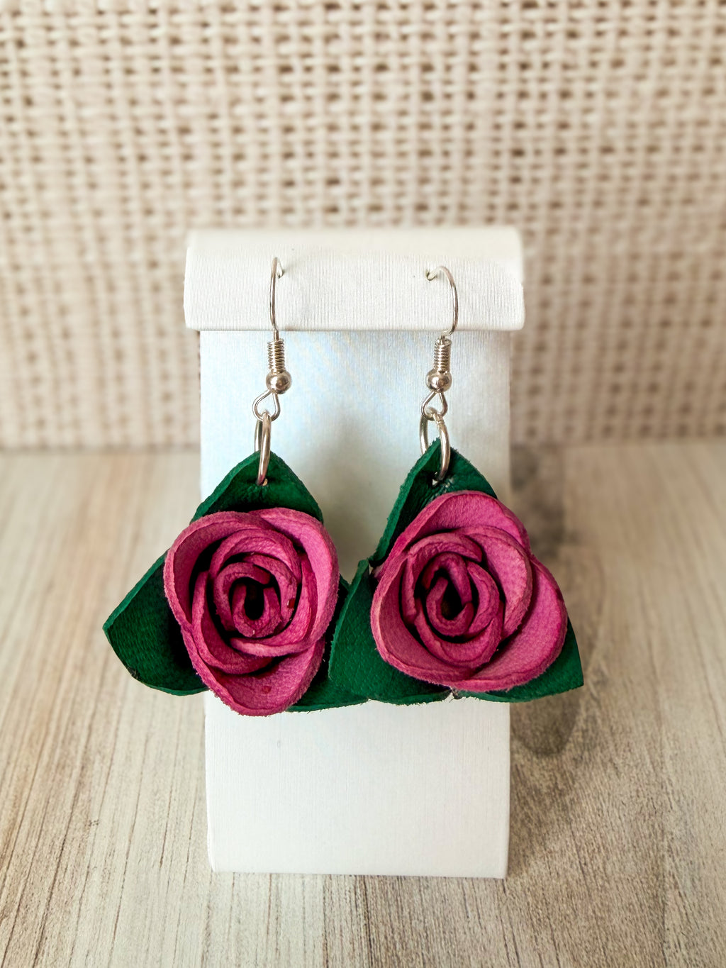 Leather Rose Earrings