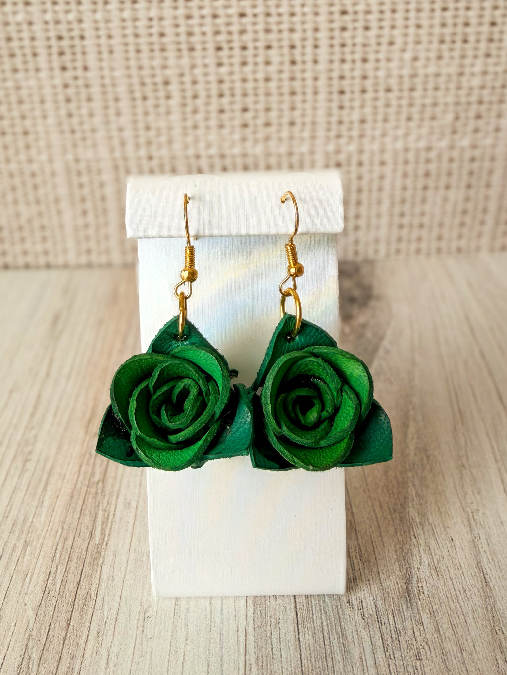Leather Rose Earrings