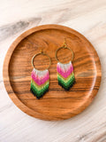 "For Good” Beaded Hoop Fringe Earrings