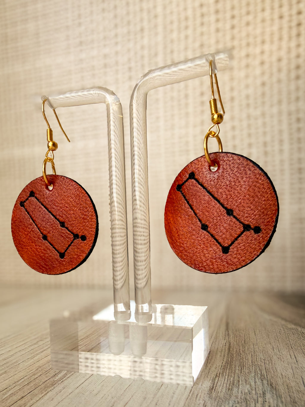 Leather Zodiac Constellation Earrings