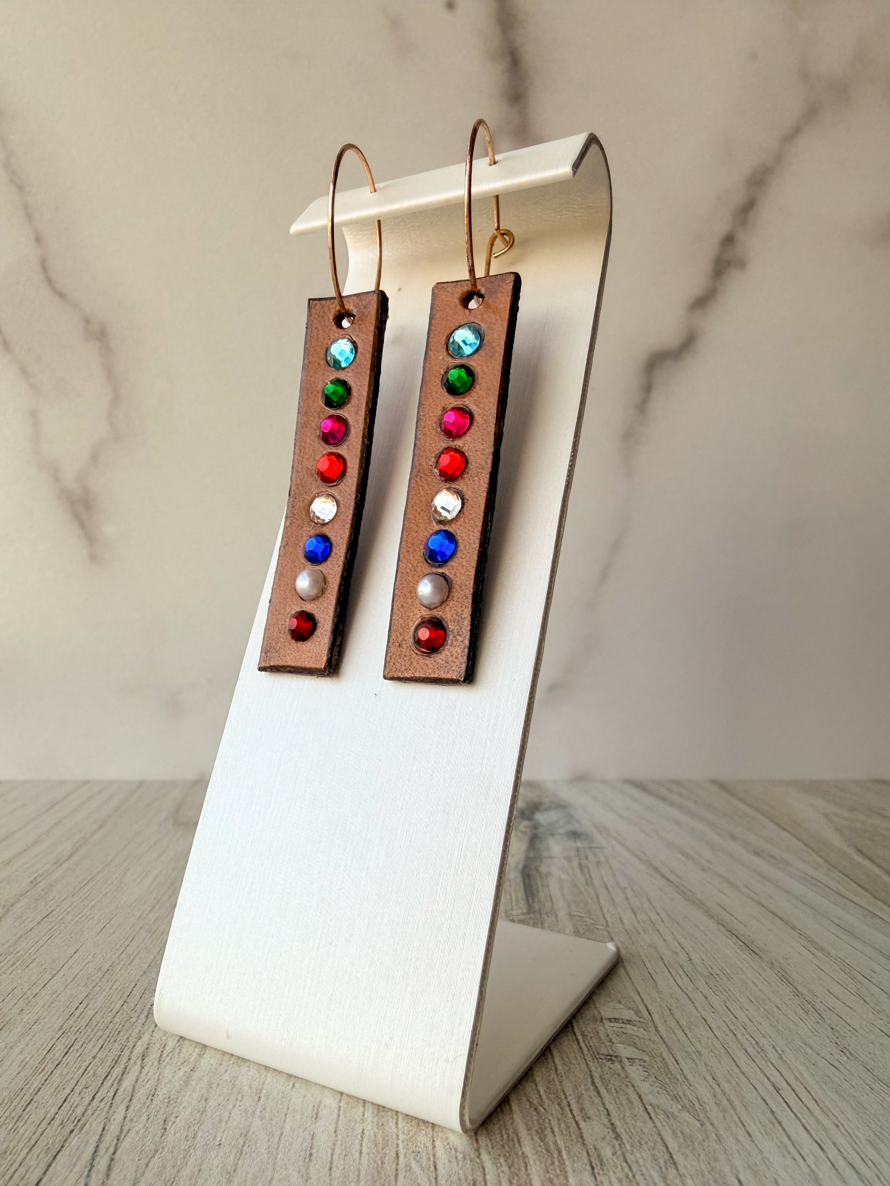 Leather Birth Stone Earrings